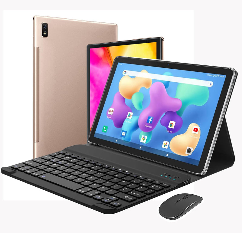 2 em 1 Tablet com Case, Teclado e Mouse, 10,1 polegadas Tablet Android 12 Tablet, 8GB + 256GB, WiFi, Bluetooth, GPS, Bateria 7000mAh, Tablets HD Touchscreen (Cinza: Teclado+Mouse)