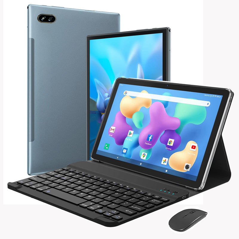 2 em 1 Tablet com Case, Teclado e Mouse, 10,1 polegadas Tablet Android 12 Tablet, 8GB + 256GB, WiFi, Bluetooth, GPS, Bateria 7000mAh, Tablets HD Touchscreen (Cinza: Teclado+Mouse)